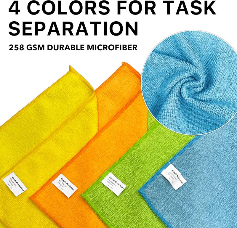 Simple Houseware منشفة تنظيف ميكروفايبر 150 حزمة، 12" × 16"، 4 ألوان - Image 3